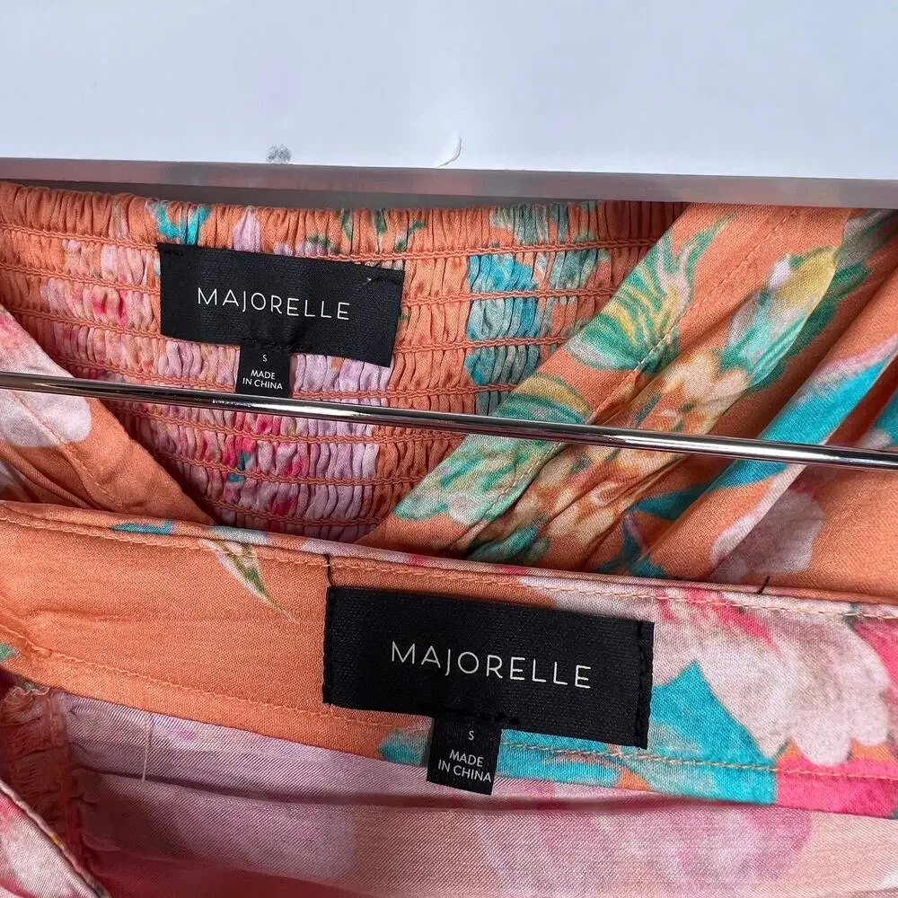 Majorelle Angeles Orange Passionfruit Floral Mini Skirt Cropped Top Set Small